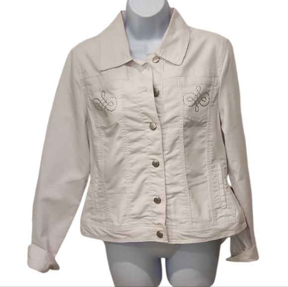 Roz & Ali White Denim Bling Jacket - Picture 1 of 6